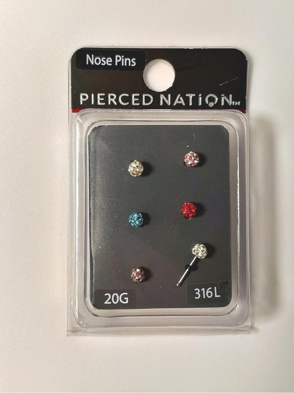 Spencer’s Pierced Nation Silver Tone Multicolor Gem Disco Ball 6 Pack Nose Studs